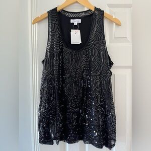 Calvin Klein Black Sequin Sleeveless Tank Top